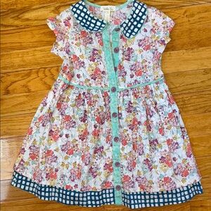 Floral Kids Dress with Teal Accents
